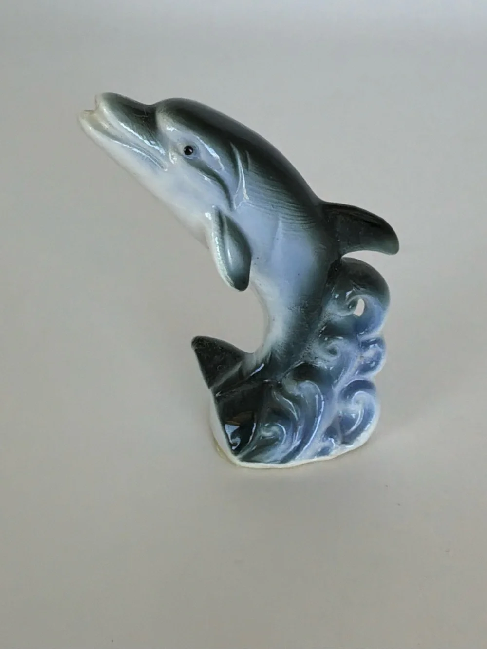 Vintage Blue Dolphin Ceramic Figurine - Decorative Home Accent